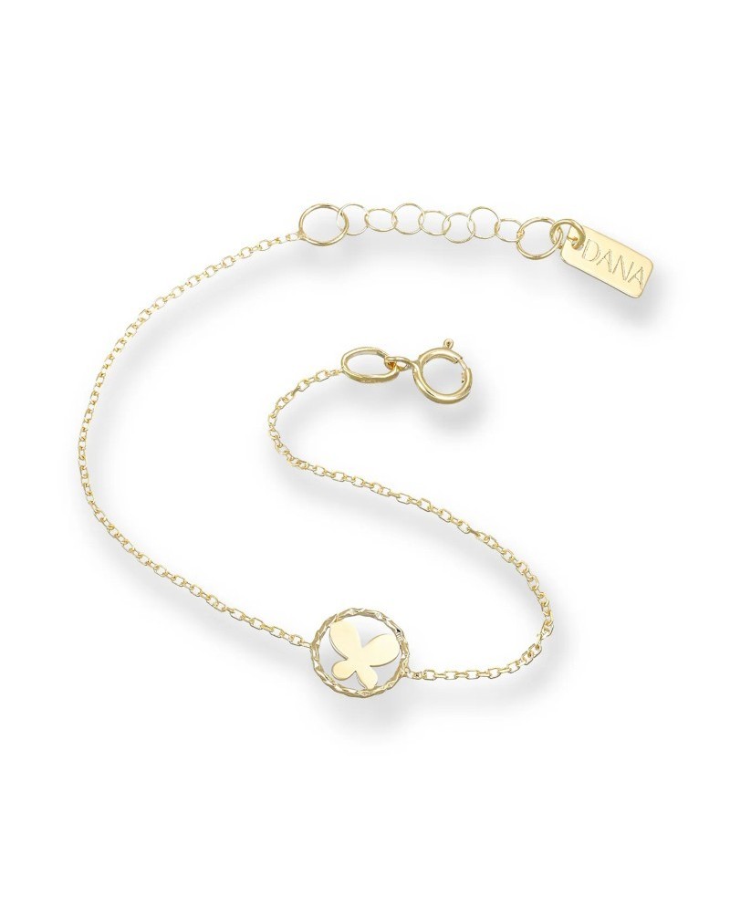 Bracelet bébé Dana en or jaune avec papillon