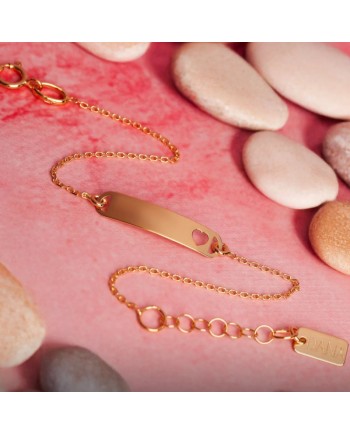 Dana Baby Bracelet in Yellow Gold with Plate and Openwork Heart