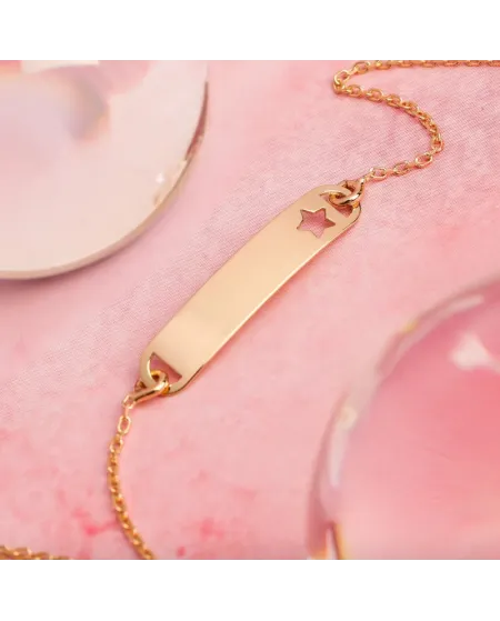 Bracciale Dana Baby in Oro Giallo con Targa e Stella Traforata