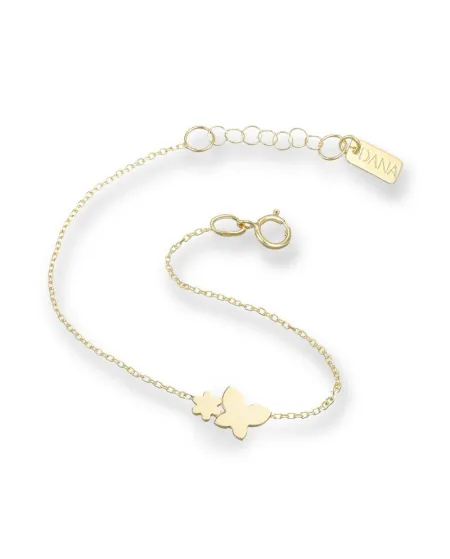 Bracciale Dana Baby in Oro Giallo con Farfalla e Fiore