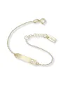 Bracelet Dana Baby en or jaune avec plaque et trèfle à quatre feuilles perforé