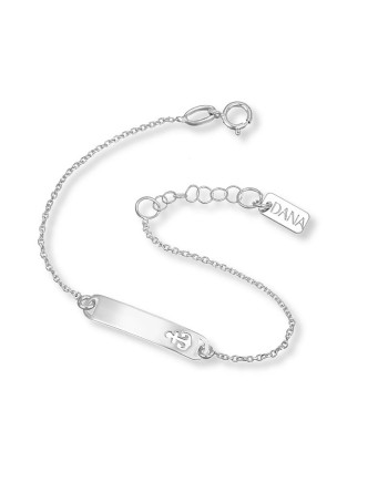 Dana Baby White Gold Bracelet with Plate and Pierced Anchor