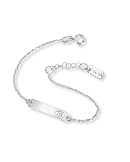 Bracciale Dana Baby in Oro Bianco con Targa e Ancora Traforata