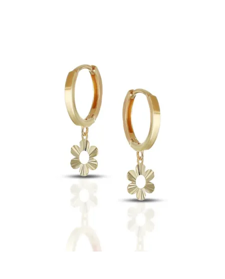 Boucles d'oreilles créoles en or jaune Dana Sweet Lights avec pendentif fleur