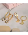 Boucles d'oreilles créoles en or jaune Dana Sweet Lights avec pendentif fleur