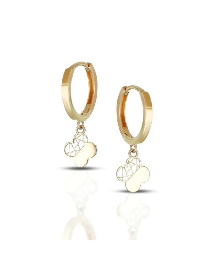 Dana Sweet Lights Yellow Gold Hoop Earrings with Flower Pendant