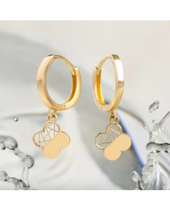 Orecchini a Cerchio Dana Dolci Luci in Oro Giallo con Fiore Pendente