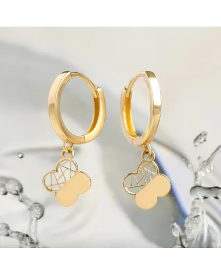 Orecchini a Cerchio Dana Dolci Luci in Oro Giallo con Fiore Pendente