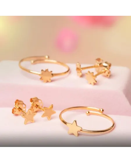 Dana Adjustable Yellow Gold Ring with Star