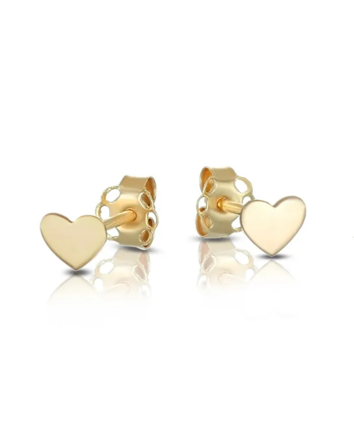 Dana Yellow Gold Heart Stud Earrings