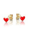 Dana Yellow Gold Stud Earrings with Enamelled Heart