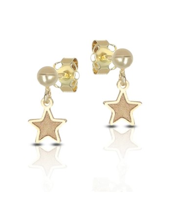 Dana Yellow Gold Drop Earrings with Satin Star