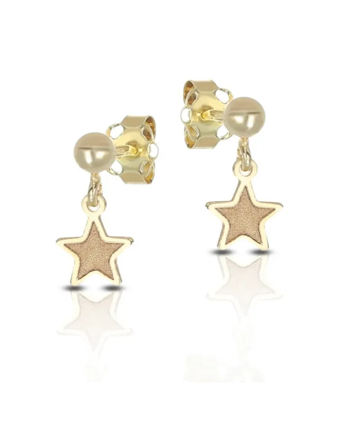 Dana Yellow Gold Drop Earrings with Satin Star