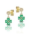 Dana Yellow Gold Drop Earrings with Enamelled Four-Leaf Clover