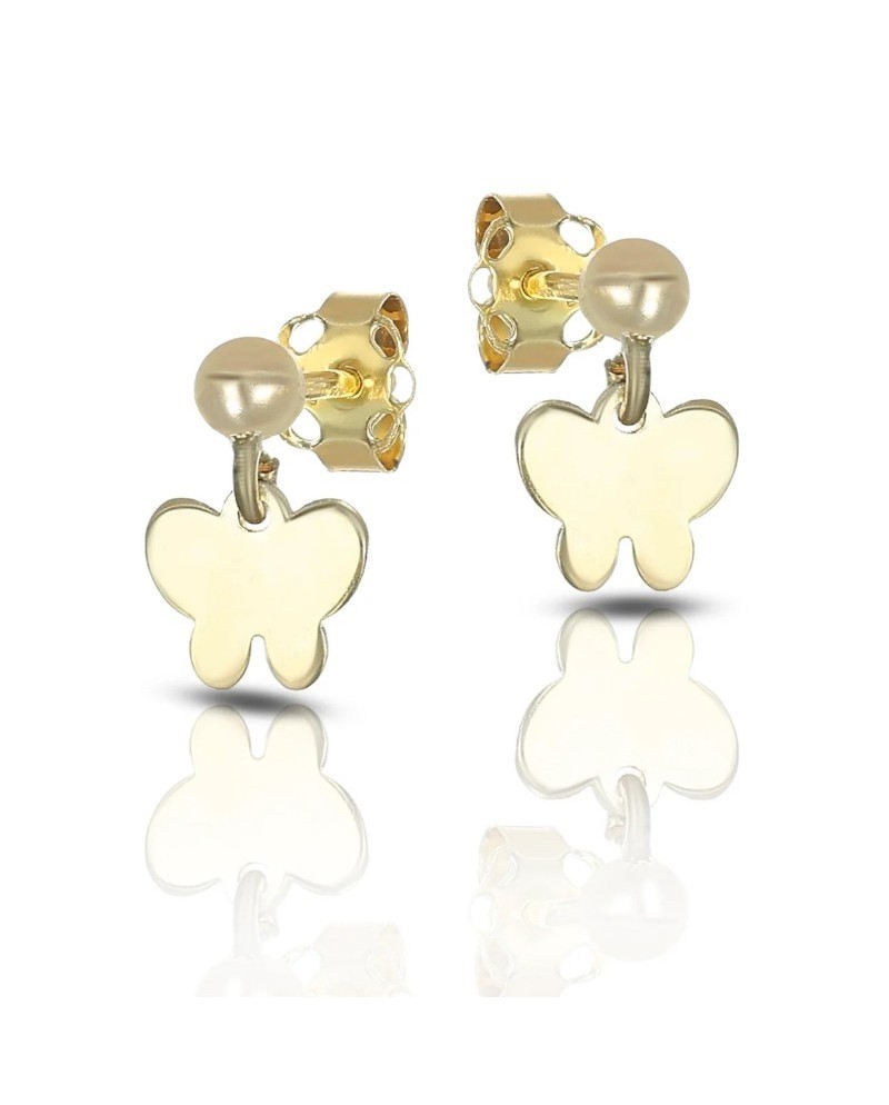 Boucles d'oreilles pendantes papillon en or jaune Dana