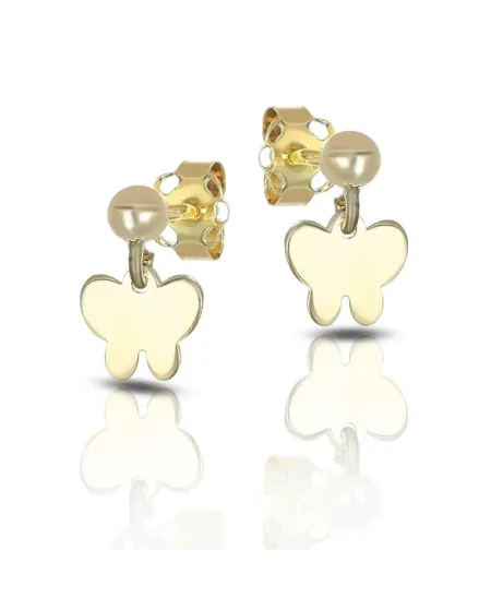 Boucles d'oreilles pendantes papillon en or jaune Dana