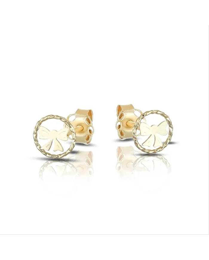 Dana Yellow Gold Bow Stud Earrings