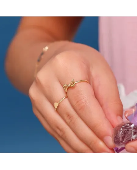 Bague réglable en or jaune avec cœur Dana