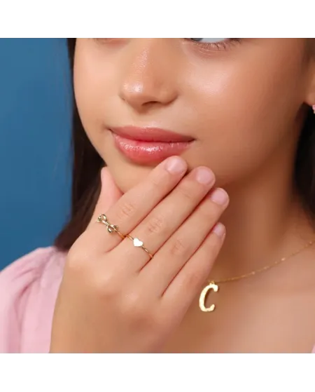 Anello Dana in Oro Giallo Regolabile con Cuore
