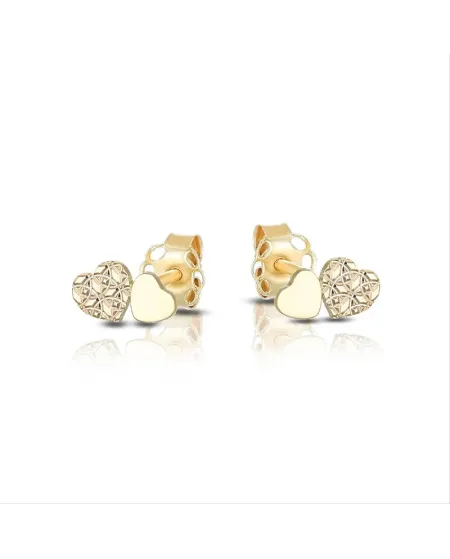 Boucles d'oreilles à tige en or jaune Dana avec cœurs