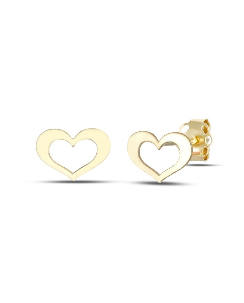Dana Yellow Gold Stud Earrings with Openwork Heart
