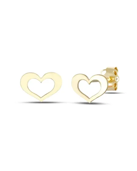 Boucles d'oreilles à tige en or jaune Dana avec cœur ajouré
