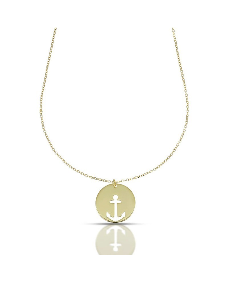 Dana Nautilus Necklace in Yellow Gold with Perforated Anchor on Round Plate