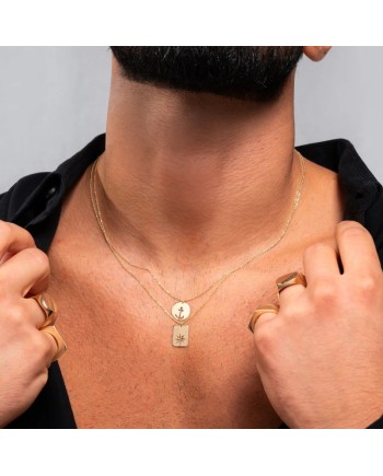 Dana Nautilus Necklace in Yellow Gold with Perforated Anchor on Round Plate