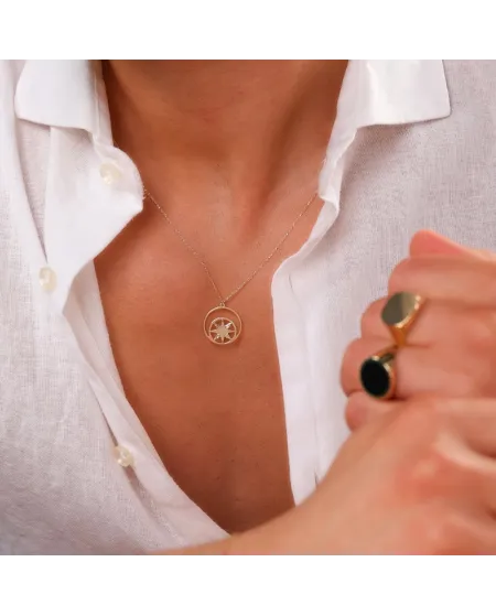 Collana Dana Zephyr in Oro Giallo con Rosa dei Venti