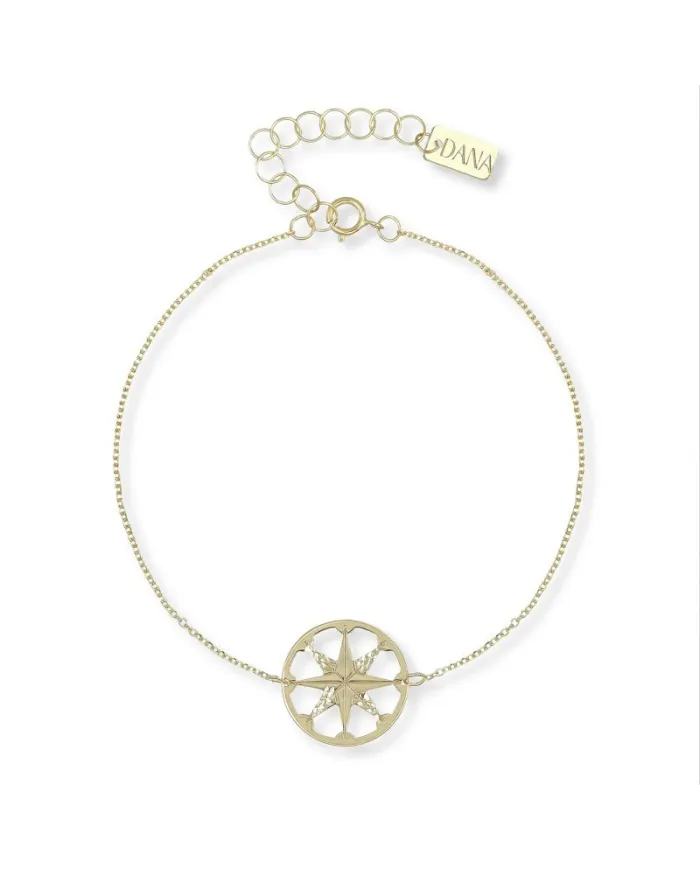 Dana Zephyr Yellow Gold Bracelet with Compass Rose
