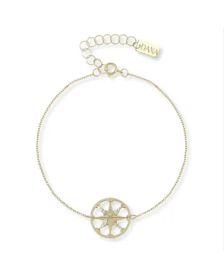 Bracelet Dana Zephyr en or jaune avec rose des vents