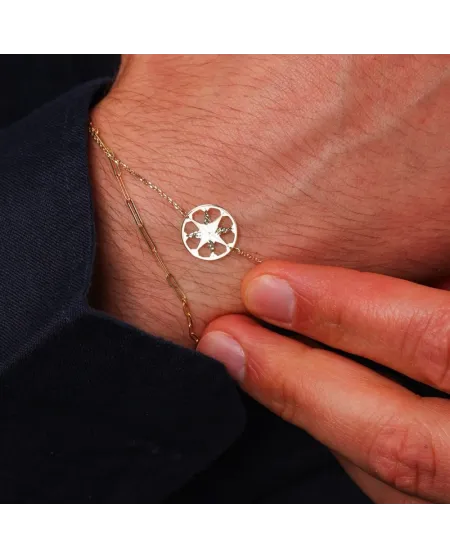 Dana Zephyr Yellow Gold Bracelet with Compass Rose