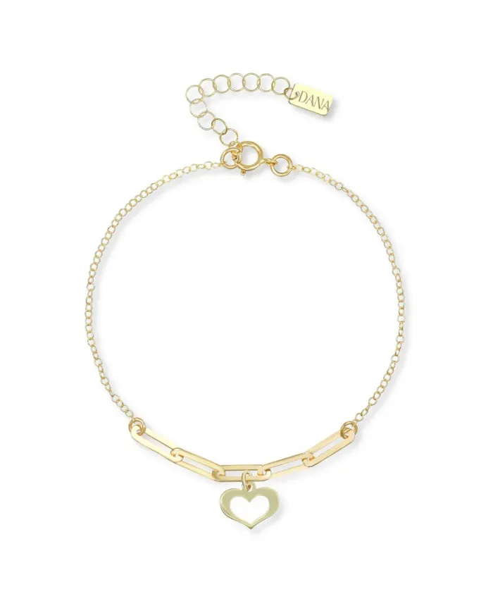 Bracelet Dana en or jaune avec pendentif cœur