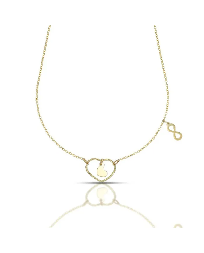Collier Dana Infinity Love en or jaune avec cœur et symbole infini