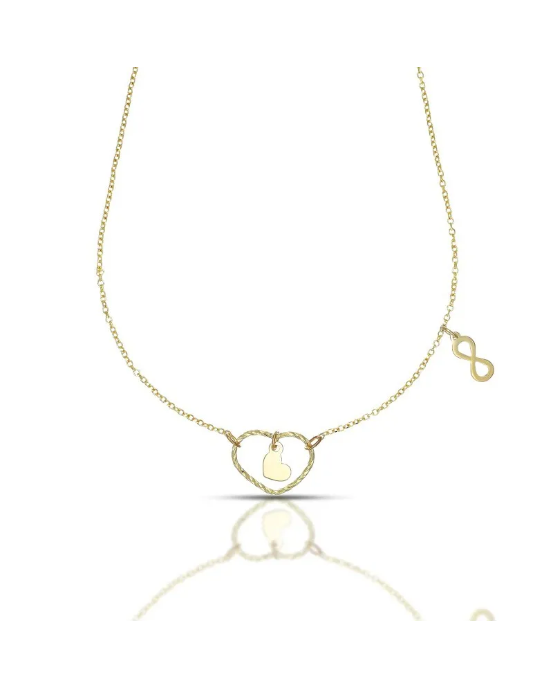 Collana Dana Infinity Love in Oro Giallo con Cuore e Simbolo Infinito
