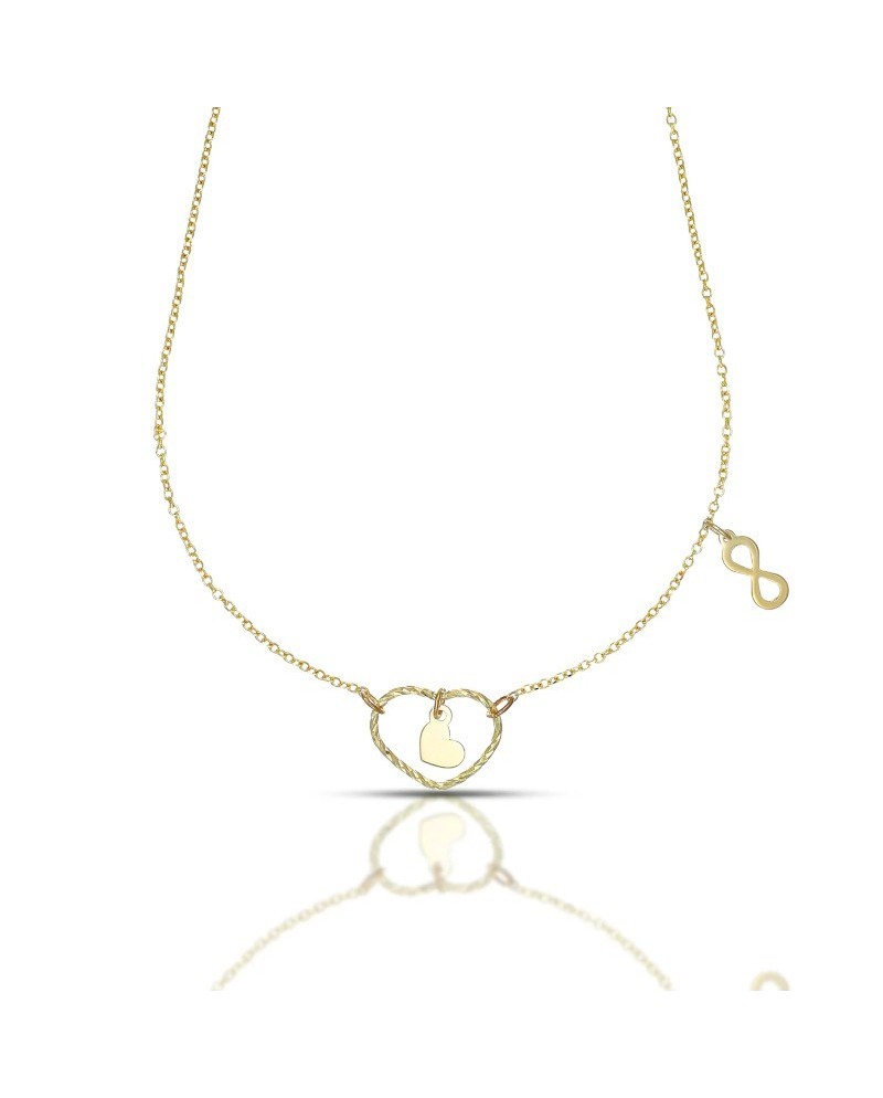 Dana Infinity Love Necklace in Yellow Gold with Heart and Infinity Symbol