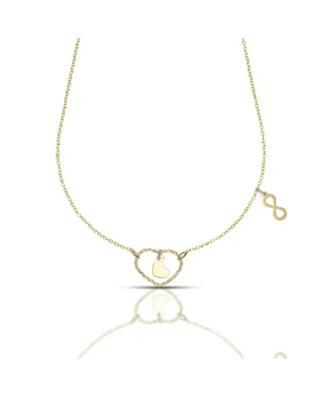 Collana Dana Infinity Love in Oro Giallo con Cuore e Simbolo Infinito