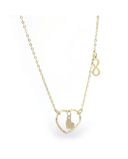 Collier Dana Infinity Love en or jaune avec cœur et symbole infini