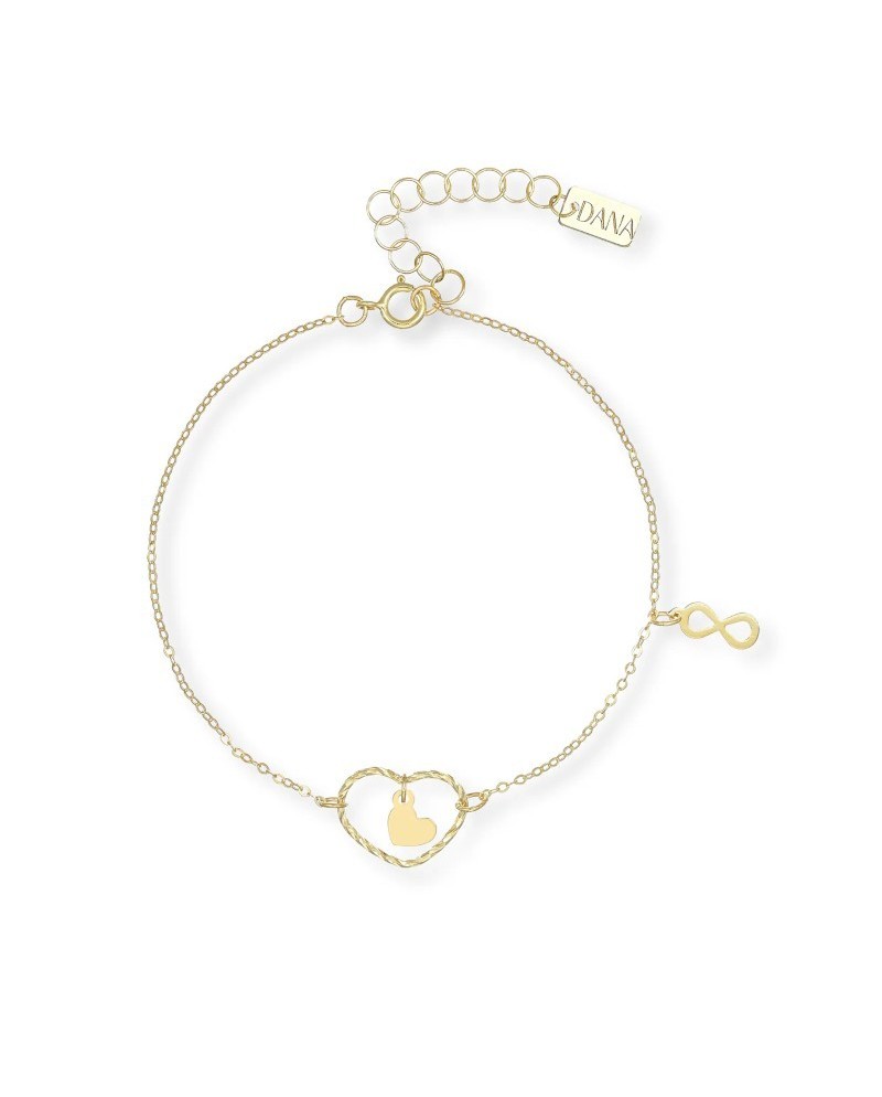 Bracciale Dana Infinity Love in Oro Giallo con Cuore e Simbolo Infinito