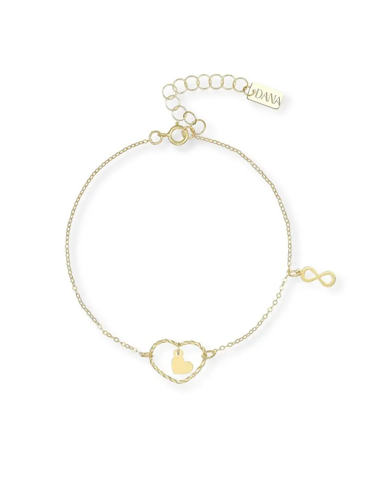 Bracelet Dana Infinity Love en or jaune avec cœur et symbole infini