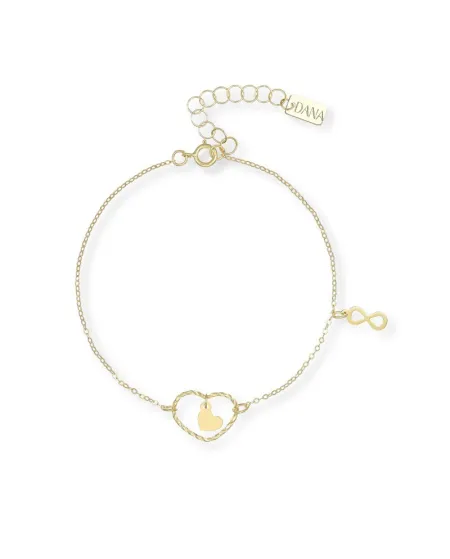 Bracelet Dana Infinity Love en or jaune avec cœur et symbole infini