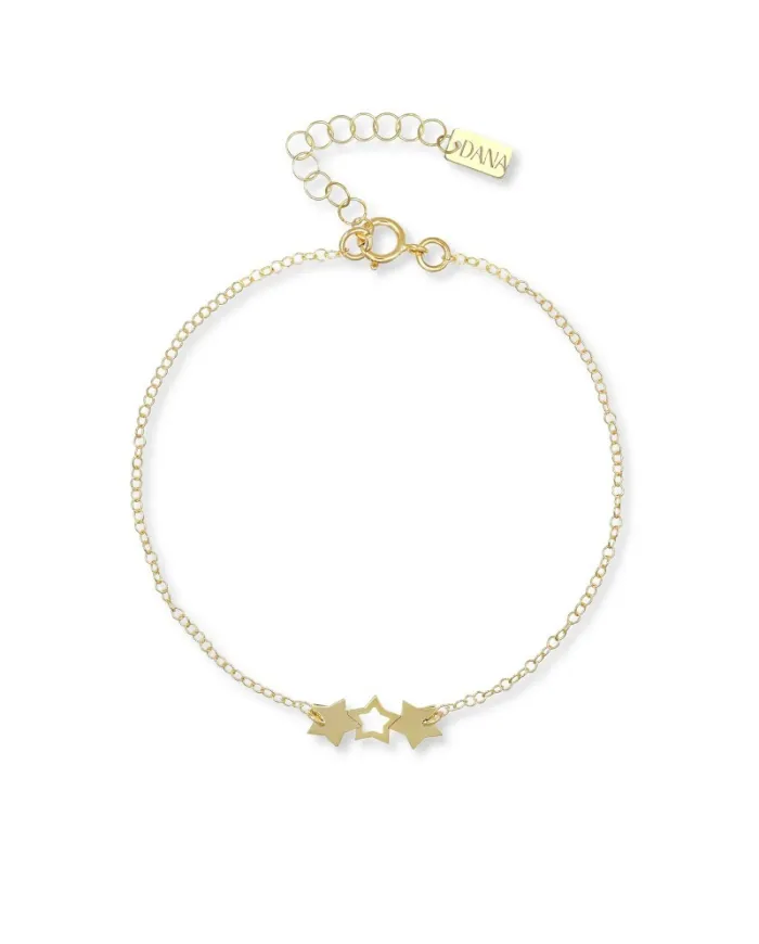 Bracelet Dana en or jaune avec étoiles alternées