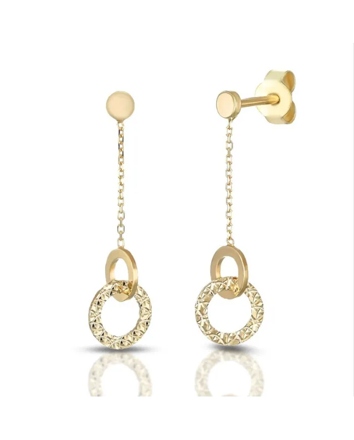 Boucles d'oreilles pendantes rondes entrelacées en or jaune Dana Cordelia