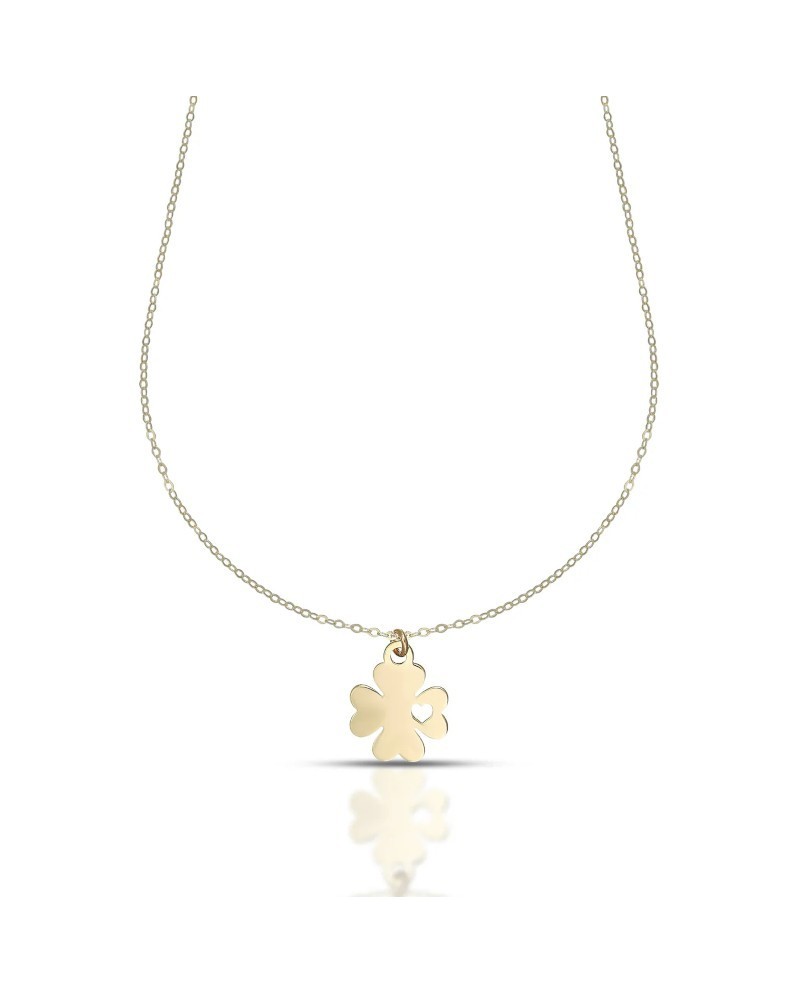 Collier Dana en or jaune avec pendentif trèfle à quatre feuilles