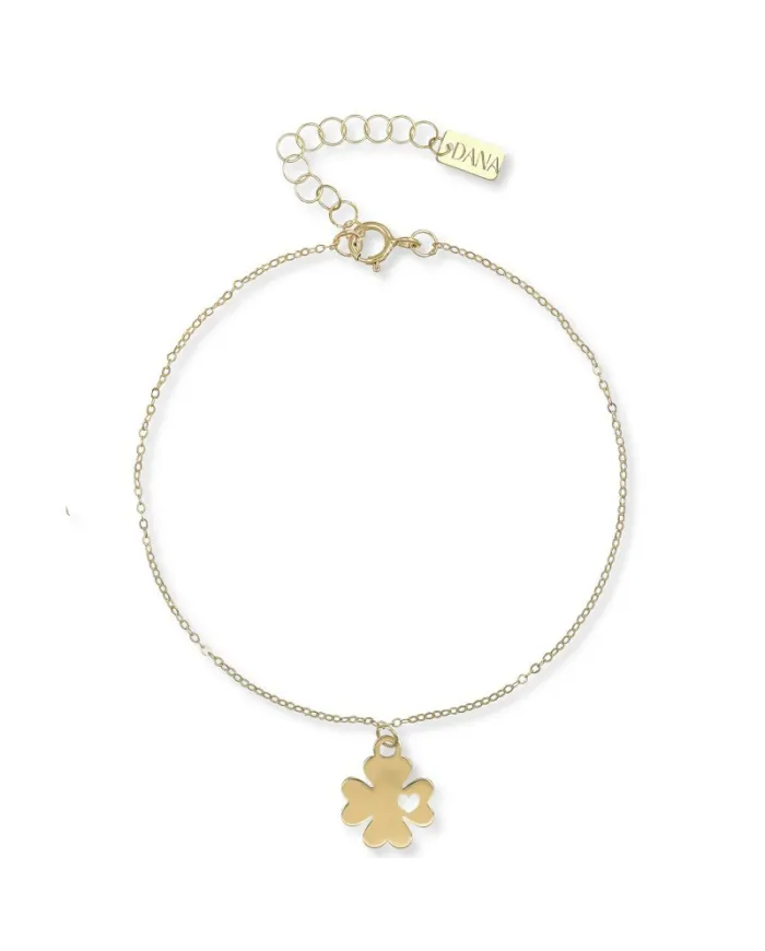 Dana Bracelet in Yellow Gold with Four-Leaf Clover Pendant