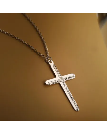 Collana Dana Corpus Lux in Oro Bianco con Croce