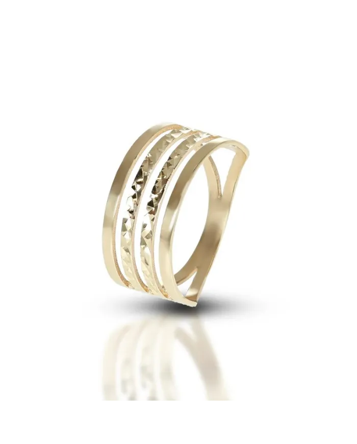 Dana Band Ring in Yellow Gold with Diamond Finish