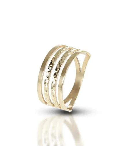 Anello Dana a Fascia in Oro Giallo con Finitura Diamantata