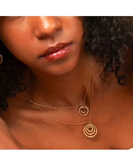 Dana Alba Yellow Gold Necklace with Concentric Circles