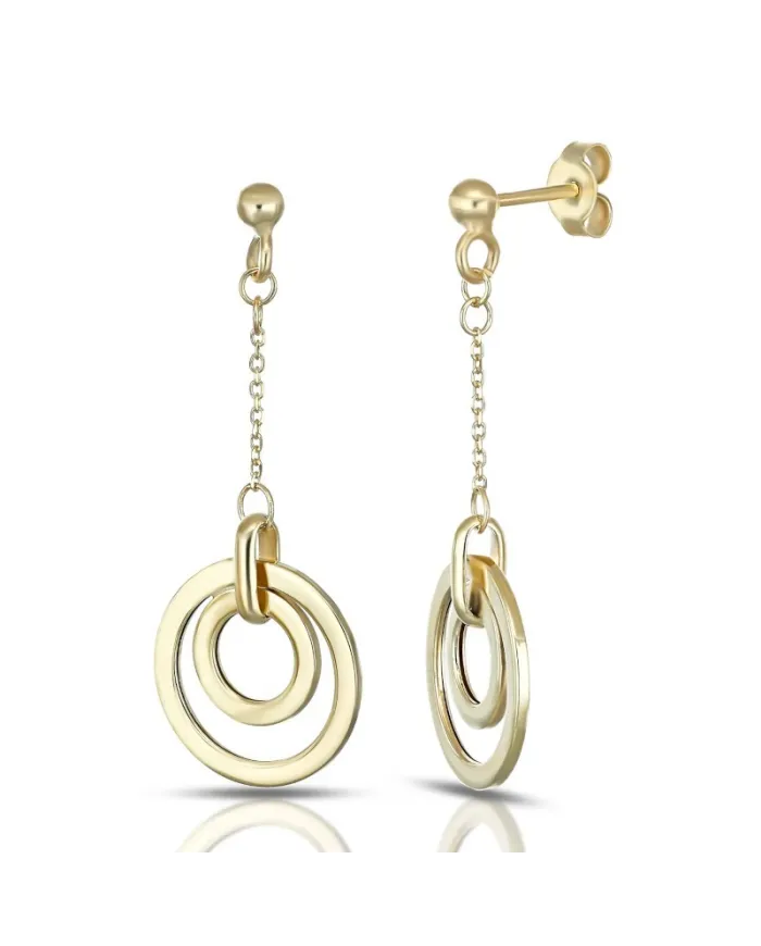 Boucles d'oreilles pendantes en or jaune avec cercles concentriques Dana Alba
